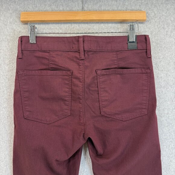 Vince Womens Shiraz Skinny Leg Moto Pants Wine Color Red Zip Detail Size 27 - Picture 8 of 14